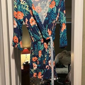 My Story Blue and Orange Floral Romper